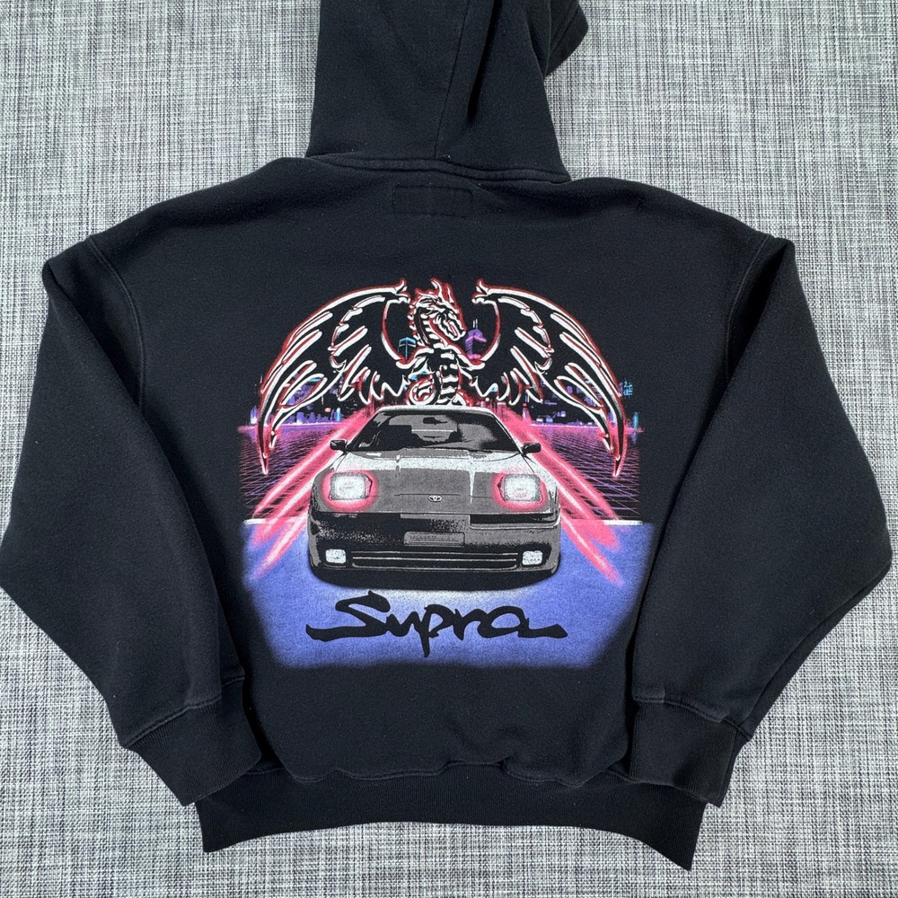 Hollister Toyota Supra Hoodie Mens XS Boxy Fit Black Dragon Graphic Pullover
